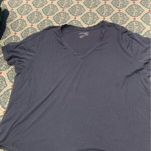 Terra & Sky Women's V-Neck Short Sleeve Tee - Navy